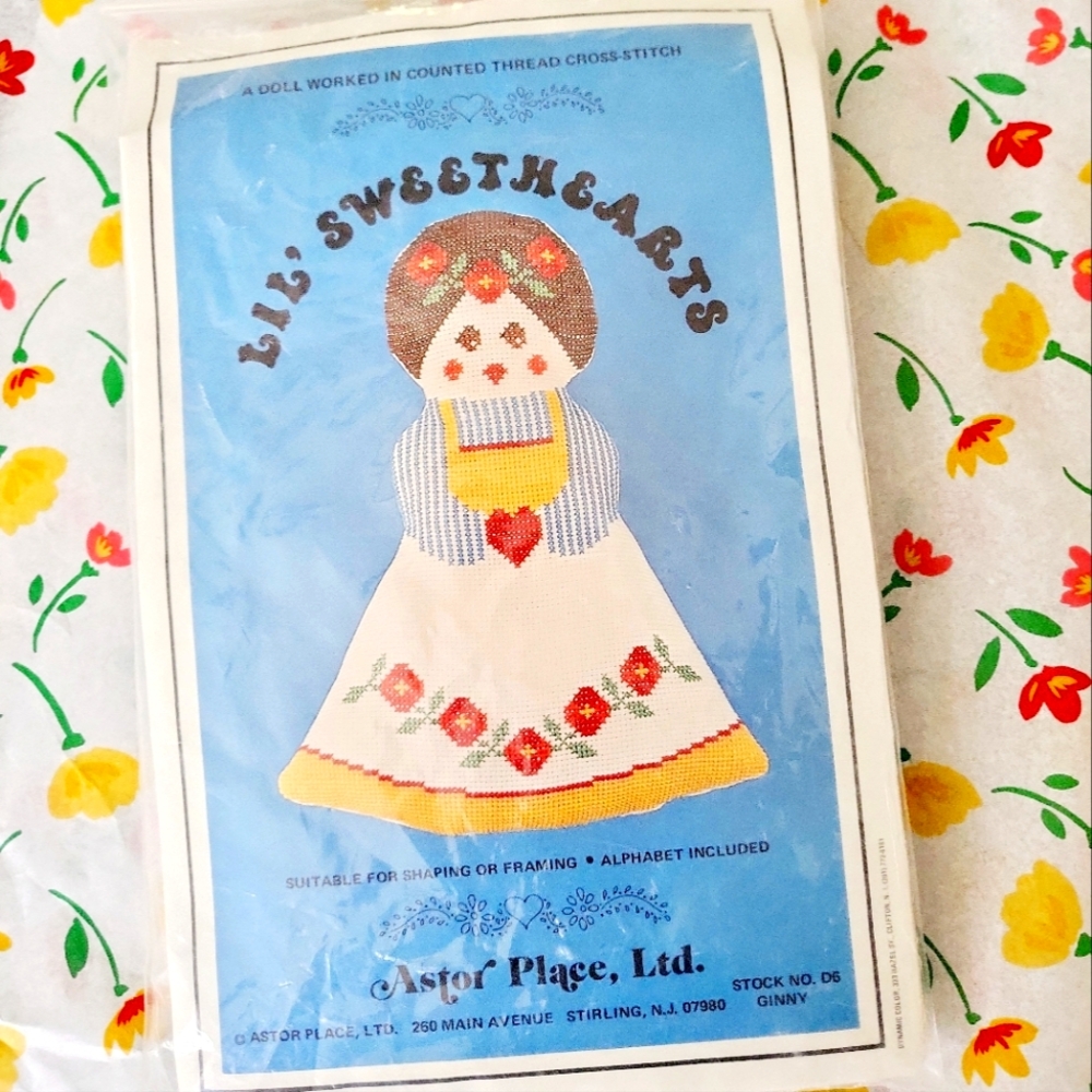 Vintage Astor Place Ltd Lil Sweethearts Ginny D6 Cross-Stitch Kit Deadstock